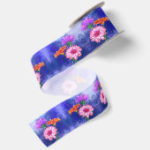 Prachtige drie kleuren-Gerberas - gemanipuleerde k Satijnen Lint (Achterkant)