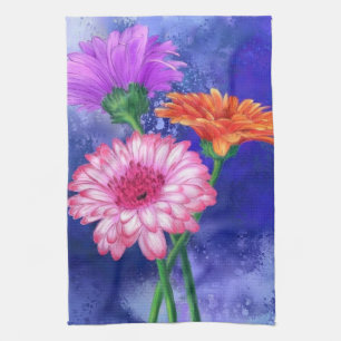 Prachtige drie kleuren-Gerberas - gemanipuleerde k Theedoek