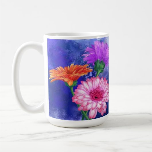 Prachtige Drie Kleuren Gerbera's Koffiemok Schilde (Links)