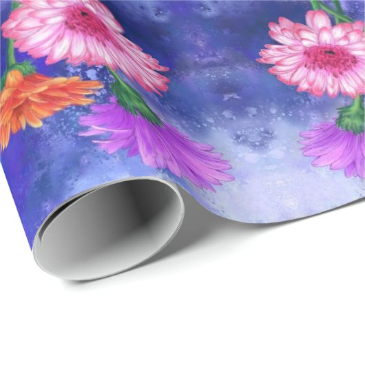 Prachtige drie kleuren-Gerberas - Migned Drawing A Cadeaupapier (Rol Hoek)