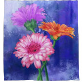 Prachtige driekleurige gerberas-douwergordijn douchegordijn (Voorkant)