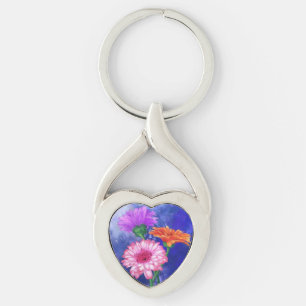 Prachtige driekleurige Gerberas-Sleutelhanger schi Sleutelhanger