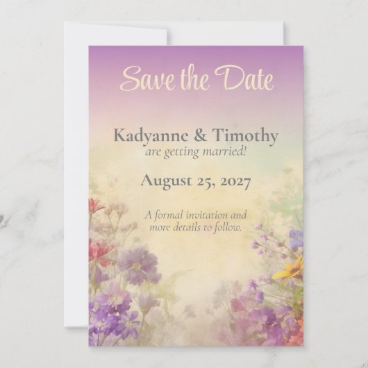 Prachtige Dromerige Wildflowers Elegant Wedding Save The Date (Voorkant)