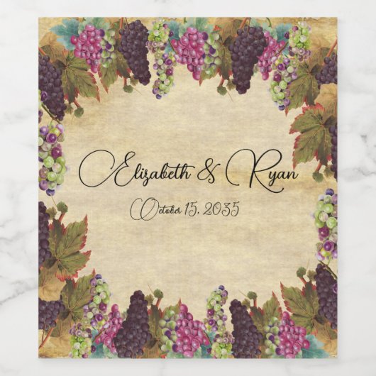 Prachtige  druiven Rustic Wijn Etiket (Enkel label)