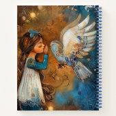 Prachtige duif fluistert met jong meisje notitieboek (Achterkant)