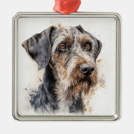 PRACHTIGE DUITSE DRAADHARIGE POINTER HOND METALEN ORNAMENT