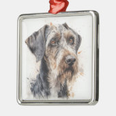 PRACHTIGE DUITSE DRAADHARIGE POINTER HOND METALEN ORNAMENT (Links)