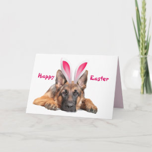 Prachtige Duitse herder Bunny Ears Happy Pasen Kaart