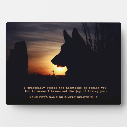 Prachtige Duitse herder Pet Memorial Plaque Fotoplaat (voorkant)