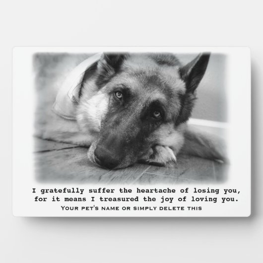 Prachtige Duitse herder Pet Memorial Plaque Fotoplaat (voorkant)