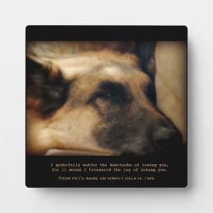 Prachtige Duitse herder Pet Memorial Plaque Fotoplaat