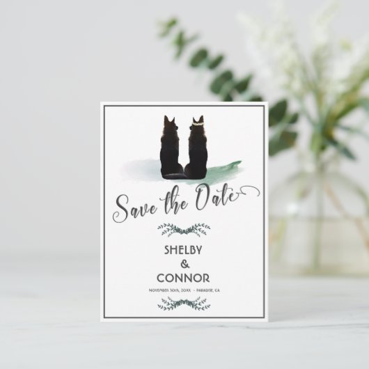 Prachtige Duitse Herder Silhouet Bruiloft Briefkaart (Staand voorkant)