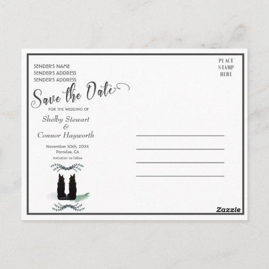 Prachtige Duitse Herder Silhouet Bruiloft Briefkaart (Achterkant)