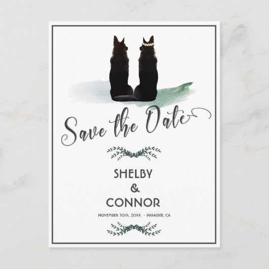 Prachtige Duitse Herder Silhouet Bruiloft Briefkaart (Voorkant)