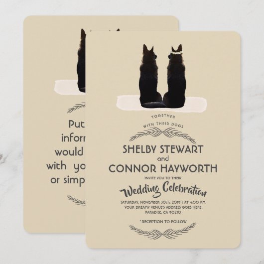Prachtige Duitse herder Silhouette Wedding Kaart (Voorkant / Achterkant)