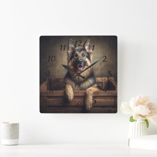 Prachtige Duitse Shepard Vierkante Klok (Huis)