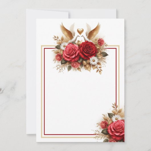 Prachtige duiven, Rozen en madeliefjes Kaart (Voorkant)