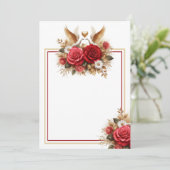 Prachtige duiven, Rozen en madeliefjes Kaart (Staand voorkant)