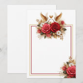 Prachtige duiven, Rozen en madeliefjes Kaart (Voorkant / Achterkant)