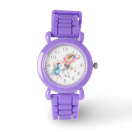 Prachtige eenhoorn & bloemen horloge