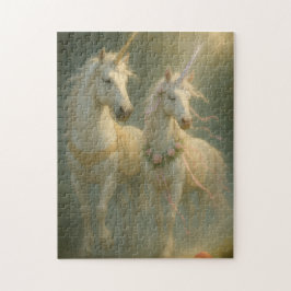 Prachtige Eenhoorns bos zonsopgang Legpuzzel