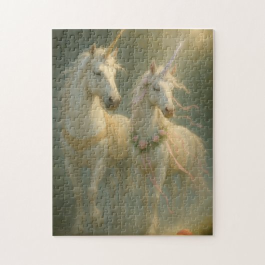 Prachtige Eenhoorns bos zonsopgang Legpuzzel (Verticaal)