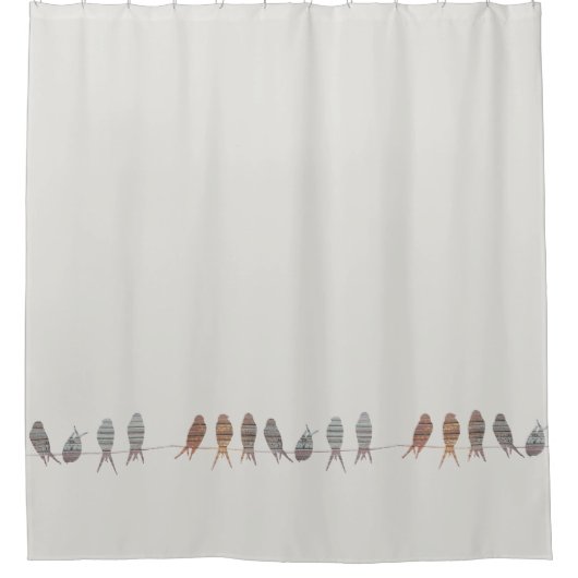Prachtige eenvoudige moderne vogels op een draad douchegordijn (Voorkant)