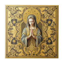 Prachtige Eerbied: De Heilige Maagd Tegeltje