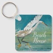 Prachtige Egret Coastal Bird Art Sleutelhanger (Voorkant)