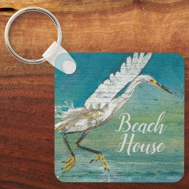 Prachtige Egret Coastal Bird Art Sleutelhanger