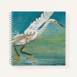 Prachtige Egret Shore Bird Painting Notitieboek