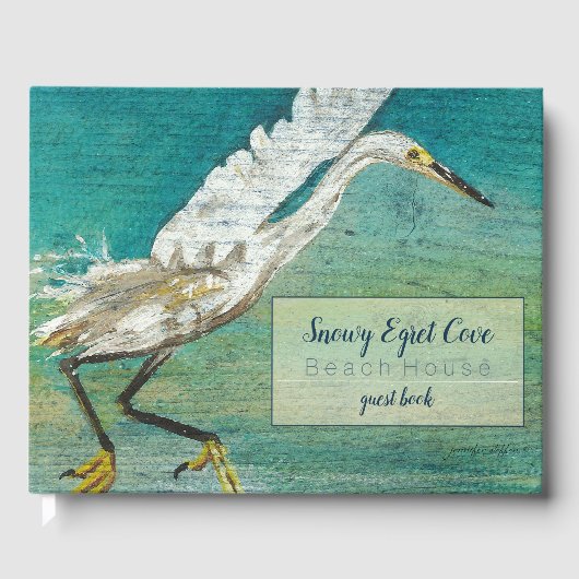 Prachtige Egret Shorebird Beach House Gastenboek (Voorkant)