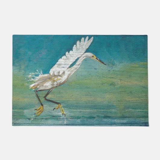 Prachtige Egret Shorebird Painting Deurmat (Voorkant)