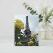 Prachtige Eiffel Tower Yellow Roses Paris Post Car Briefkaart (Staand voorkant)
