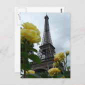Prachtige Eiffel Tower Yellow Roses Paris Post Car Briefkaart (Voorkant / Achterkant)