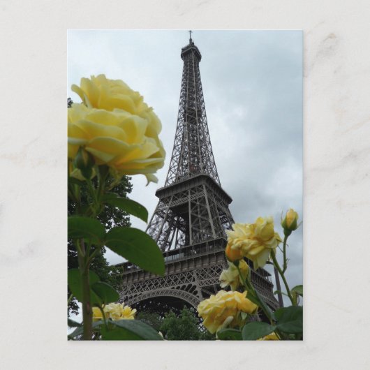 Prachtige Eiffel Tower Yellow Roses Paris Post Car Briefkaart (Voorkant)