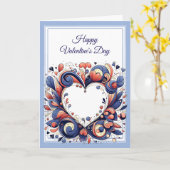 Prachtige Elegant Blauwe Valentijnsdag Kaart (Gele Bloem)