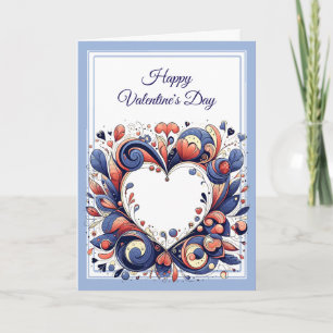 Prachtige Elegant Blauwe Valentijnsdag Kaart