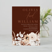 Prachtige Elegant Boho Floral Wedding Roos Gold Folie Uitnodiging (Staand Voorkant)