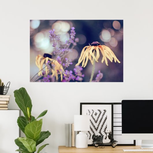 Prachtige Elegant Dreamweaver Coneflowers Lavender Poster (Thuiskantoor)