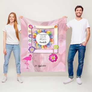 Prachtige Elegant Floral Flamingo Personalize Fleece Deken