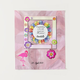 Prachtige Elegant Floral Flamingo Personalize Wandkleed