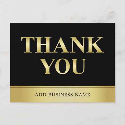 Prachtige Elegant Gold Black Business DANK U Briefkaart (Voorkant)