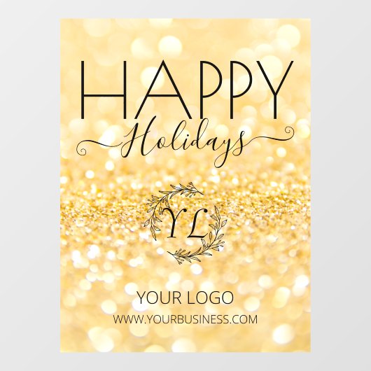 Prachtige Elegant Gold Glitter Prettige feestdagen Raamsticker (Vel)