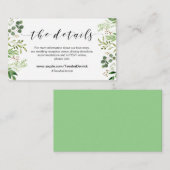 Prachtige Elegant Greenery, Black, Wedding Details Informatiekaartje (Voorkant / Achterkant)