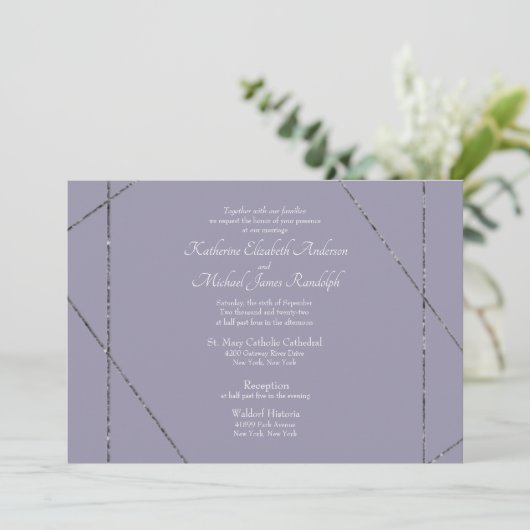 Prachtige Elegant Lavender Wedding Kaart (Staand voorkant)