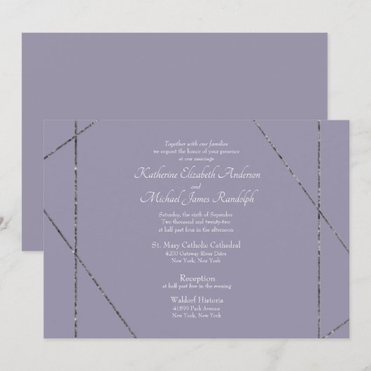 Prachtige Elegant Lavender Wedding Kaart (Voorkant / Achterkant)