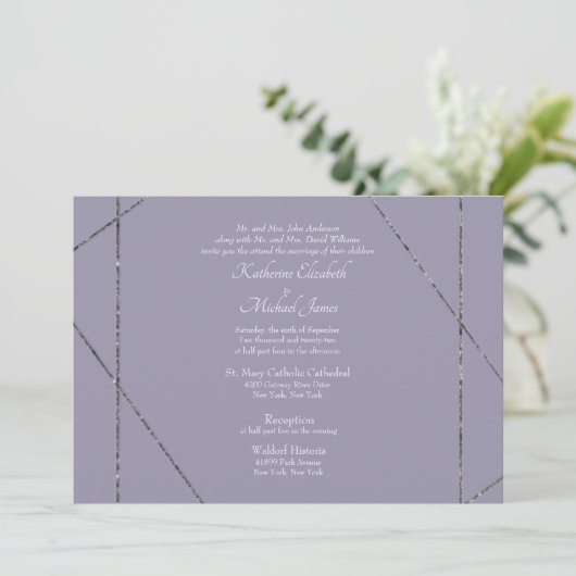 Prachtige Elegant Lavender Wedding Kaart (Staand voorkant)