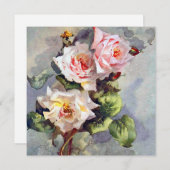 Prachtige Elegant roze rozen Waterverf schilderen (Voorkant / Achterkant)