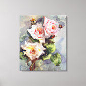 Prachtige Elegant roze rozen Waterverf schilderen Canvas Afdruk (Voorkant)